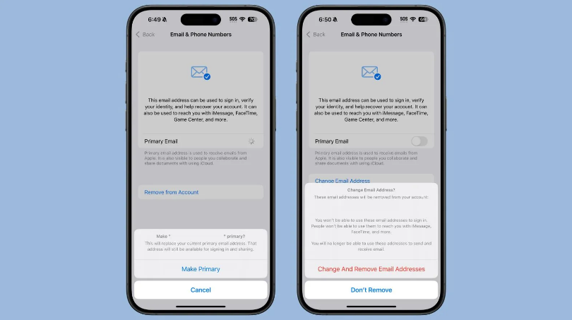 潜江经济开发区苹果手机维修分享苹果 iOS 18.1 支持设置“主要”邮箱地址并更改 iCloud 邮箱 